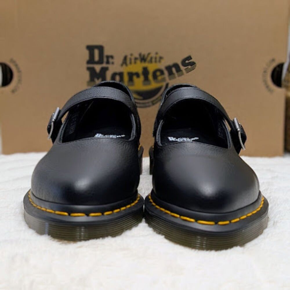 Dr. Martens Elphie MJ Black Virginia Leather Mary Jane Shoes UK 7 Women's 9 NIB - Picture 6 of 12
